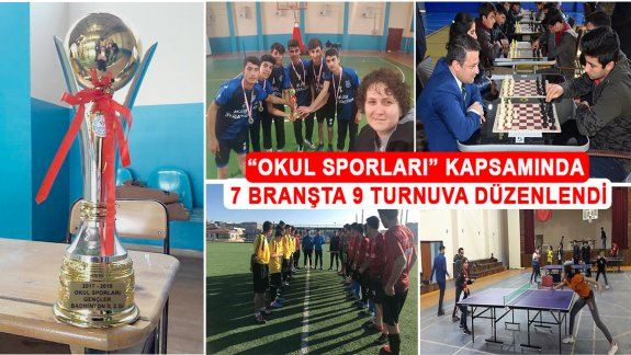 Okul Sporları Kapsamında 7 Branşta 9 Turnuva Düzenlendi.