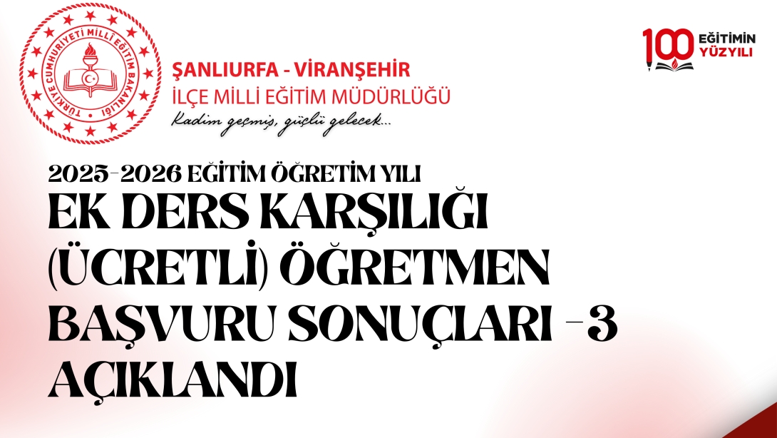 2025-2026 EĞİTİM ÖĞRETM YILI EK DERS KARŞILIĞI ÖĞRETMEN GÖREVLENDİRMELERİ-3 BAŞVURU SONUÇLARI AÇIKLANDI...